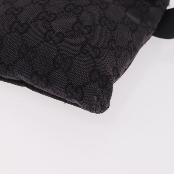 GUCCI GG Canvas Waist bag Black Silver 018 1621 Auth 187778