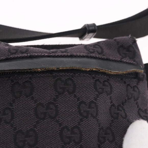 GUCCI GG Canvas Waist bag Black Silver 018 1621 Auth 187778