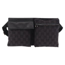 GUCCI GG Canvas Waist bag Black Silver 018 1621 Auth 187778-13