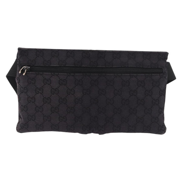 GUCCI GG Canvas Waist bag Black Silver 018 1621 Auth 187778