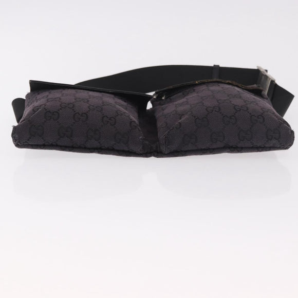 GUCCI GG Canvas Waist bag Black Silver 018 1621 Auth 187778
