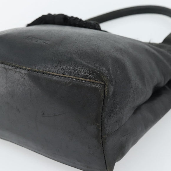 LOEWE Hand Bag Leather Black Gold Auth 187779A