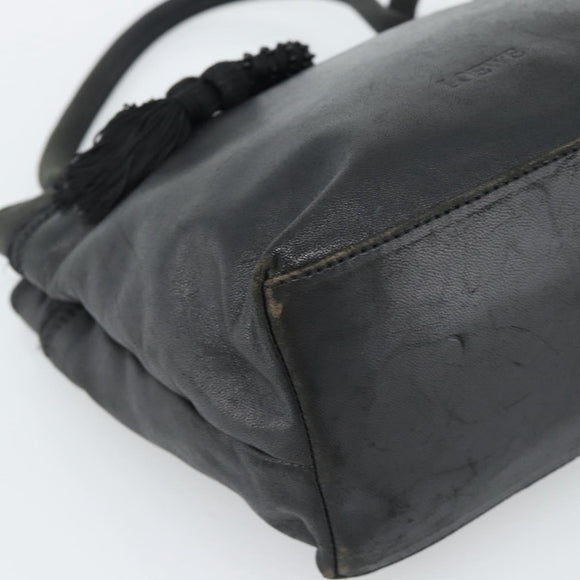 LOEWE Hand Bag Leather Black Gold Auth 187779A