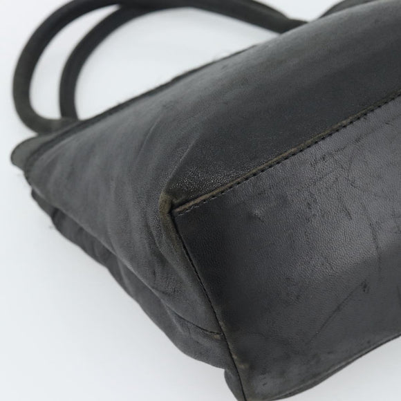 LOEWE Hand Bag Leather Black Gold Auth 187779A