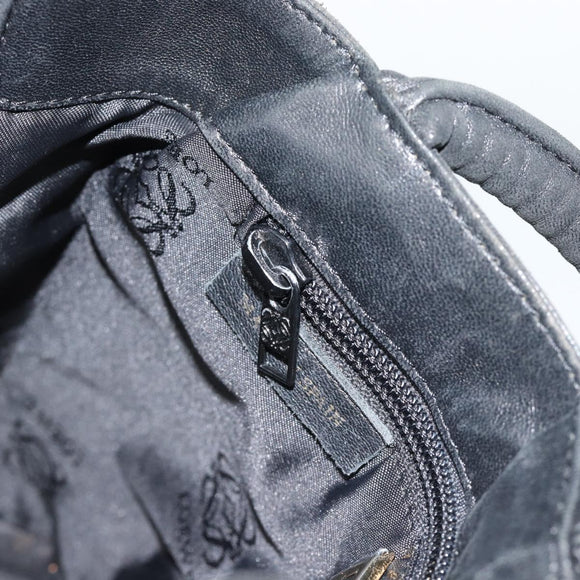 LOEWE Hand Bag Leather Black Gold Auth 187779A