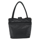 LOEWE Hand Bag Leather Black Gold Auth 187779A-2