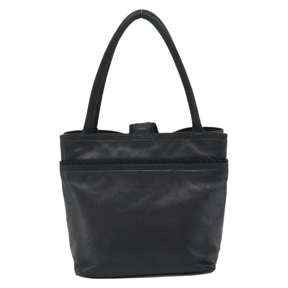 LOEWE Hand Bag Leather Black Gold Auth 187779A