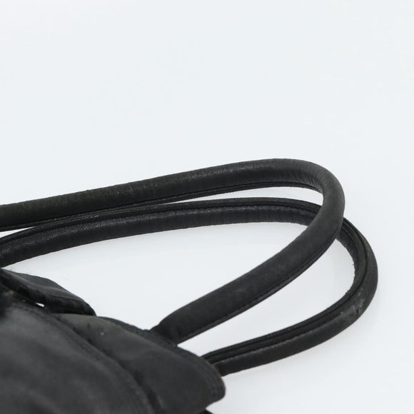 LOEWE Hand Bag Leather Black Gold Auth 187779A