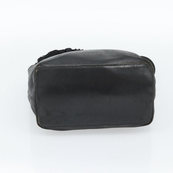LOEWE Hand Bag Leather Black Gold Auth 187779A
