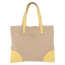 PRADA Tote Bag Canvas Beige Silver Auth 187781A-13