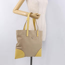 PRADA Tote Bag Canvas Beige Silver Auth 187781A-23