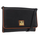 CELINE Shoulder Bag Leather Black Gold Auth 187784A-1
