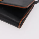 CELINE Shoulder Bag Leather Black Gold Auth 187784A-11