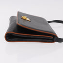 CELINE Shoulder Bag Leather Black Gold Auth 187784A-4