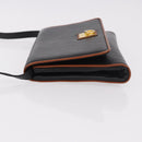 CELINE Shoulder Bag Leather Black Gold Auth 187784A-5