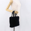 PRADA Hand Bag Velor Navy Silver Auth 187785A-23
