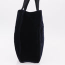 PRADA Hand Bag Velor Navy Silver Auth 187785A-3