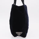 PRADA Hand Bag Velor Navy Silver Auth 187785A-4