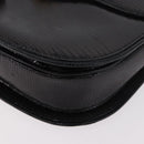 GUCCI Hand Bag Leather Embossed Black Gold Auth 187786A-11