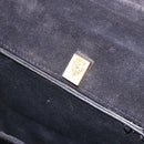 GUCCI Hand Bag Leather Embossed Black Gold Auth 187786A-16