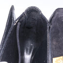 GUCCI Hand Bag Leather Embossed Black Gold Auth 187786A-18