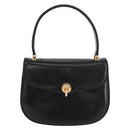 GUCCI Hand Bag Leather Embossed Black Gold Auth 187786A-2