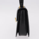 GUCCI Hand Bag Leather Embossed Black Gold Auth 187786A-4