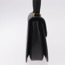 GUCCI Hand Bag Leather Embossed Black Gold Auth 187786A-5