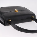 GUCCI Hand Bag Leather Embossed Black Gold Auth 187786A-6