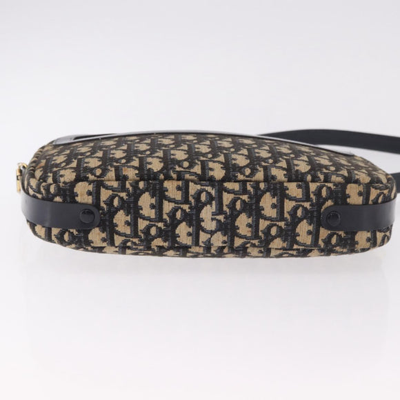 Christian Dior Trotter Canvas Shoulder Bag Navy Gold Auth 187791