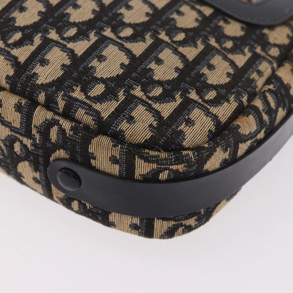 Christian Dior Trotter Canvas Shoulder Bag Navy Gold Auth 187791