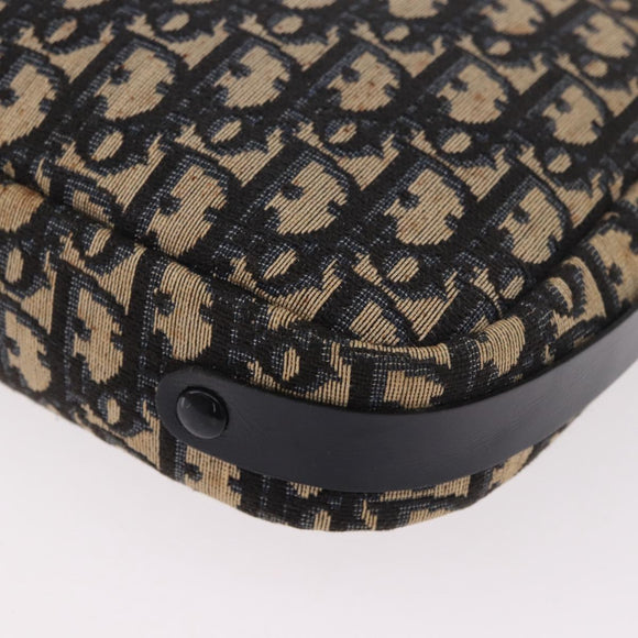 Christian Dior Trotter Canvas Shoulder Bag Navy Gold Auth 187791