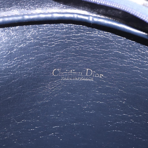 Christian Dior Trotter Canvas Shoulder Bag Navy Gold Auth 187791