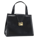 CELINE Horse Carriage Tote Bag Leather Black Gold Auth 187792A-1