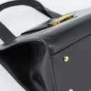 CELINE Horse Carriage Tote Bag Leather Black Gold Auth 187792A-15
