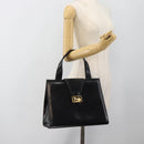 CELINE Horse Carriage Tote Bag Leather Black Gold Auth 187792A-22