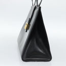 CELINE Horse Carriage Tote Bag Leather Black Gold Auth 187792A-4