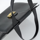 CELINE Horse Carriage Tote Bag Leather Black Gold Auth 187792A-6