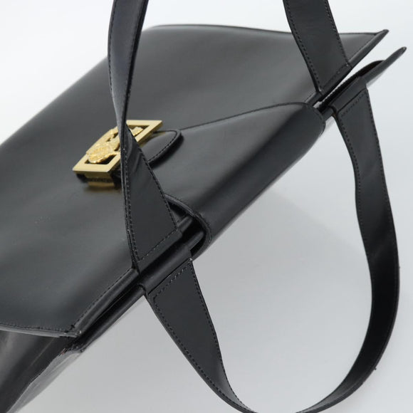 CELINE Horse Carriage Tote Bag Leather Black Gold Auth 187792A