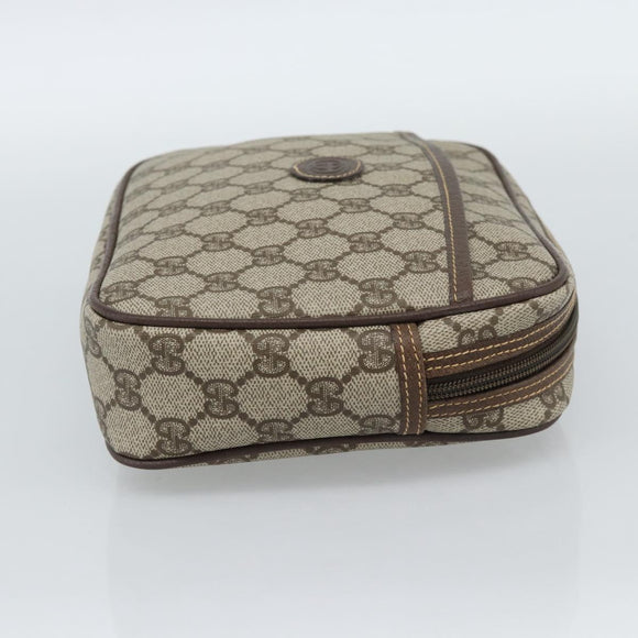 GUCCI GG Canvas Clutch Bag PVC Leather Beige Gold 014 58 0128 Auth 187793