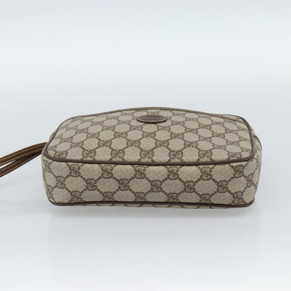 GUCCI GG Canvas Clutch Bag PVC Leather Beige Gold 014 58 0128 Auth 187793
