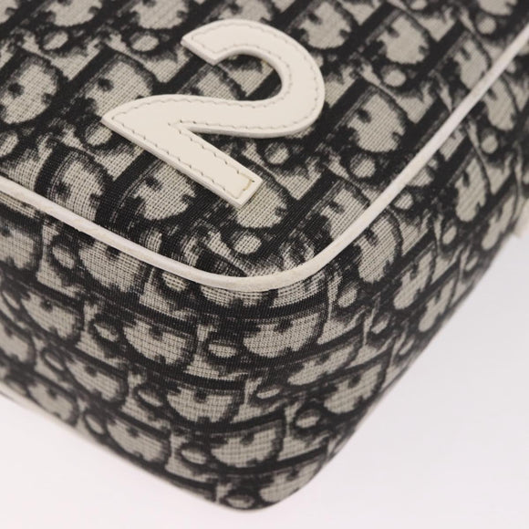 Christian Dior Trotter Canvas Shoulder Bag PVC Black Silver Auth 187794