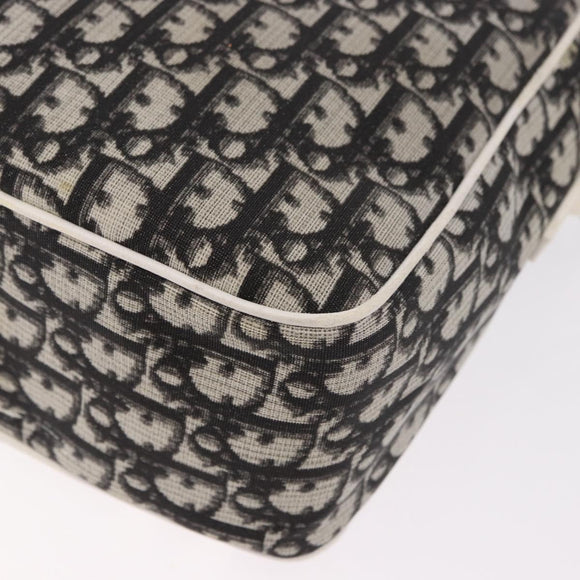 Christian Dior Trotter Canvas Shoulder Bag PVC Black Silver Auth 187794