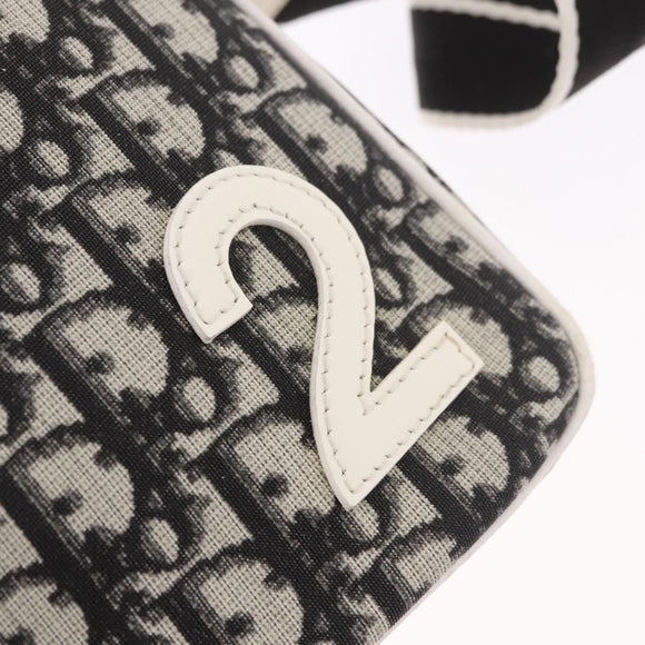 Christian Dior Trotter Canvas Shoulder Bag PVC Black Silver Auth 187794