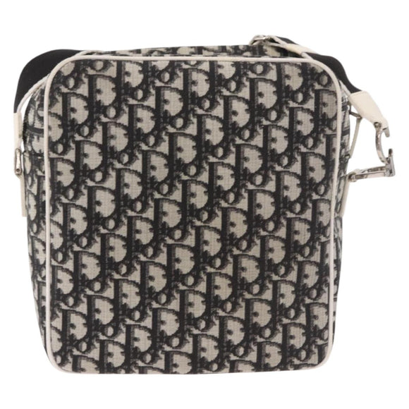 Christian Dior Trotter Canvas Shoulder Bag PVC Black Silver Auth 187794