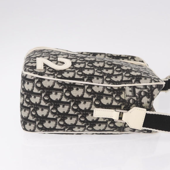 Christian Dior Trotter Canvas Shoulder Bag PVC Black Silver Auth 187794
