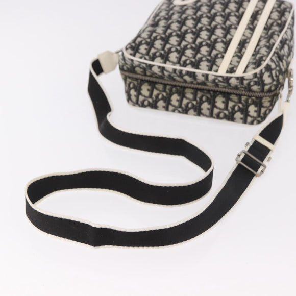 Christian Dior Trotter Canvas Shoulder Bag PVC Black Silver Auth 187794
