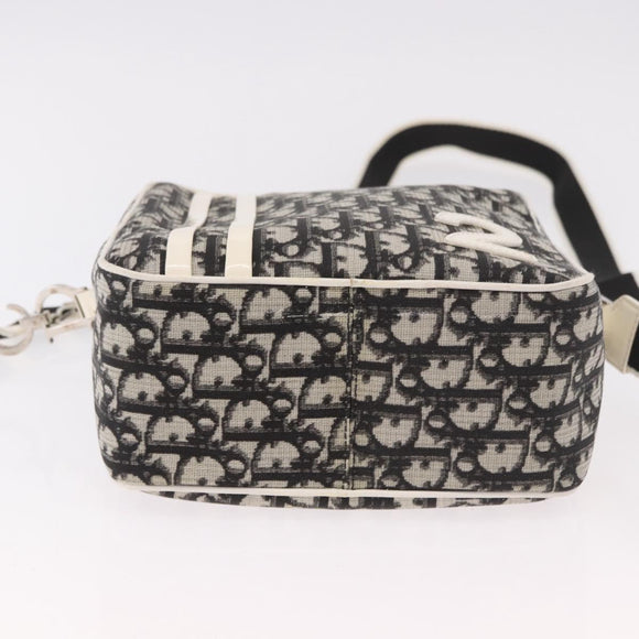 Christian Dior Trotter Canvas Shoulder Bag PVC Black Silver Auth 187794