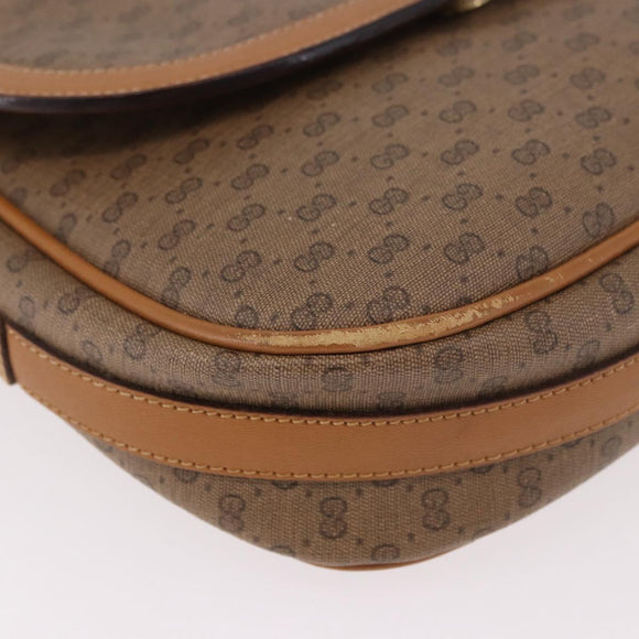 GUCCI Micro GG Supreme Shoulder Bag PVC Beige Gold Auth 187795