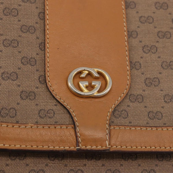 GUCCI Micro GG Supreme Shoulder Bag PVC Beige Gold Auth 187795